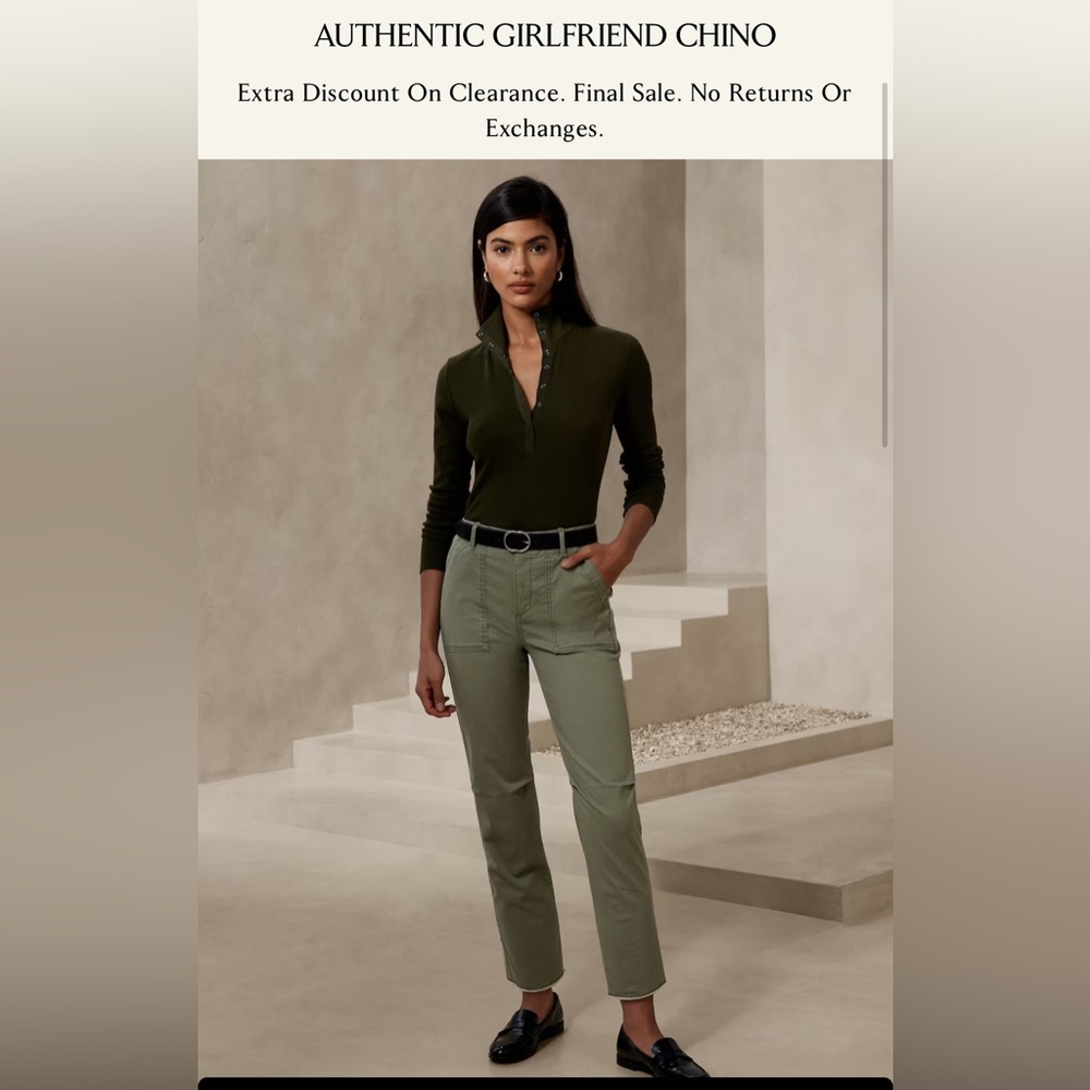 NWT Banana Republic Factory Authentic Chino Girlfriend fit, 0 Tall